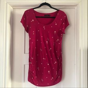 Thyme Maternity Pink Floral T-Shirt - Size M